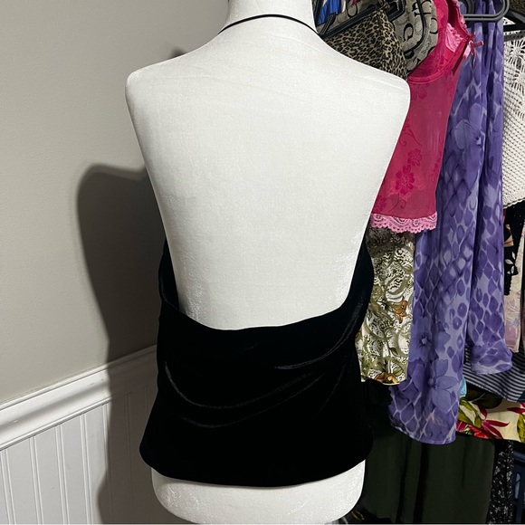 RAG Velvet & Rhinestone Y2K Halter Top - Picture 3 of 4